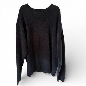 Vtg 90s Nautica Crewneck Sweater Black Large, oversized - Made in Hong Kong